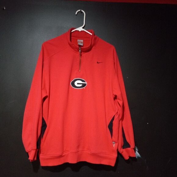 Vintage Georgia Bulldogs Nike Half-Zip Pullover Jacket - Red - Picture 1 of 7